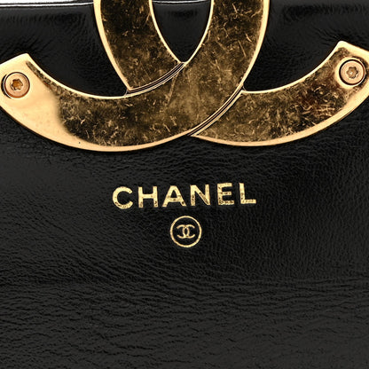 Mini Quilted Lambskin Flap Shoulder Bag - Black