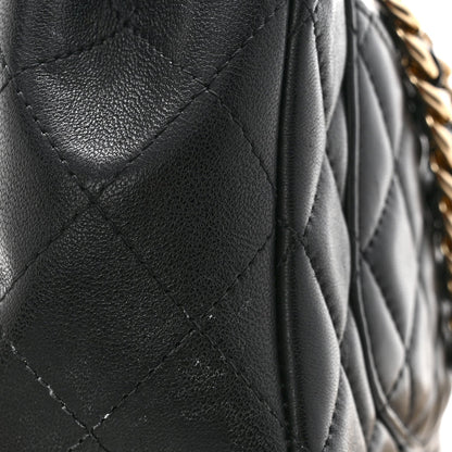 Mini Quilted Lambskin Flap Shoulder Bag - Tan
