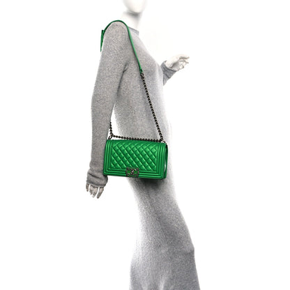 Medium Quilted Calfskin Flap Shoulder Bag - Green