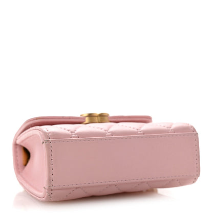 Mini Quilted Lambskin Flap Shoulder Bag - Pink