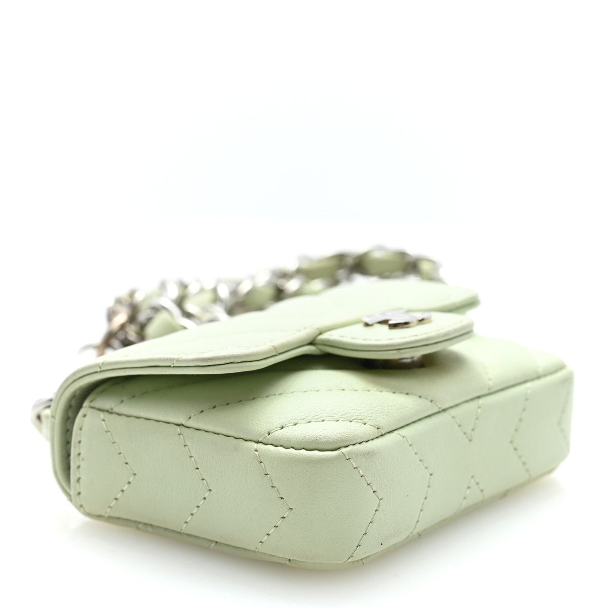 Mini Quilted Sheepskin Belt Bag - Light Green
