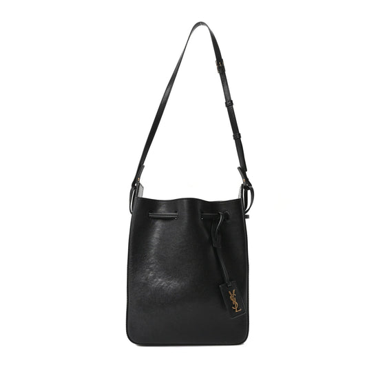 Small Calfskin Bucket Bag - Black