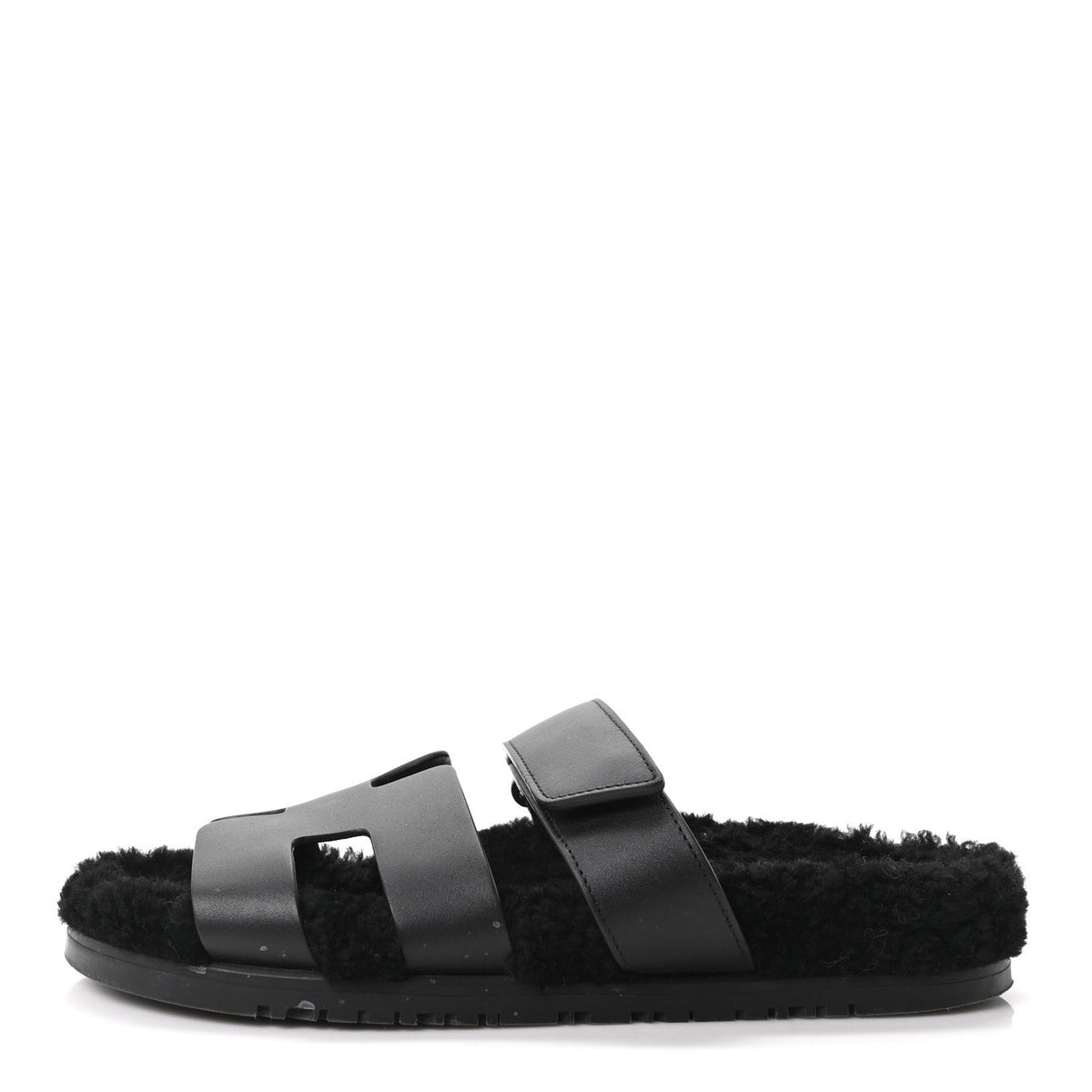 Calfskin Woolskin Chypre Sandals Black