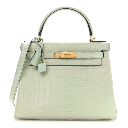 Matte Alligator Kelly Retourne 28 Vert D Handbag
