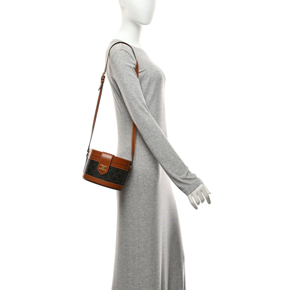 Medium Calfskin Canvas Handbag - Tan