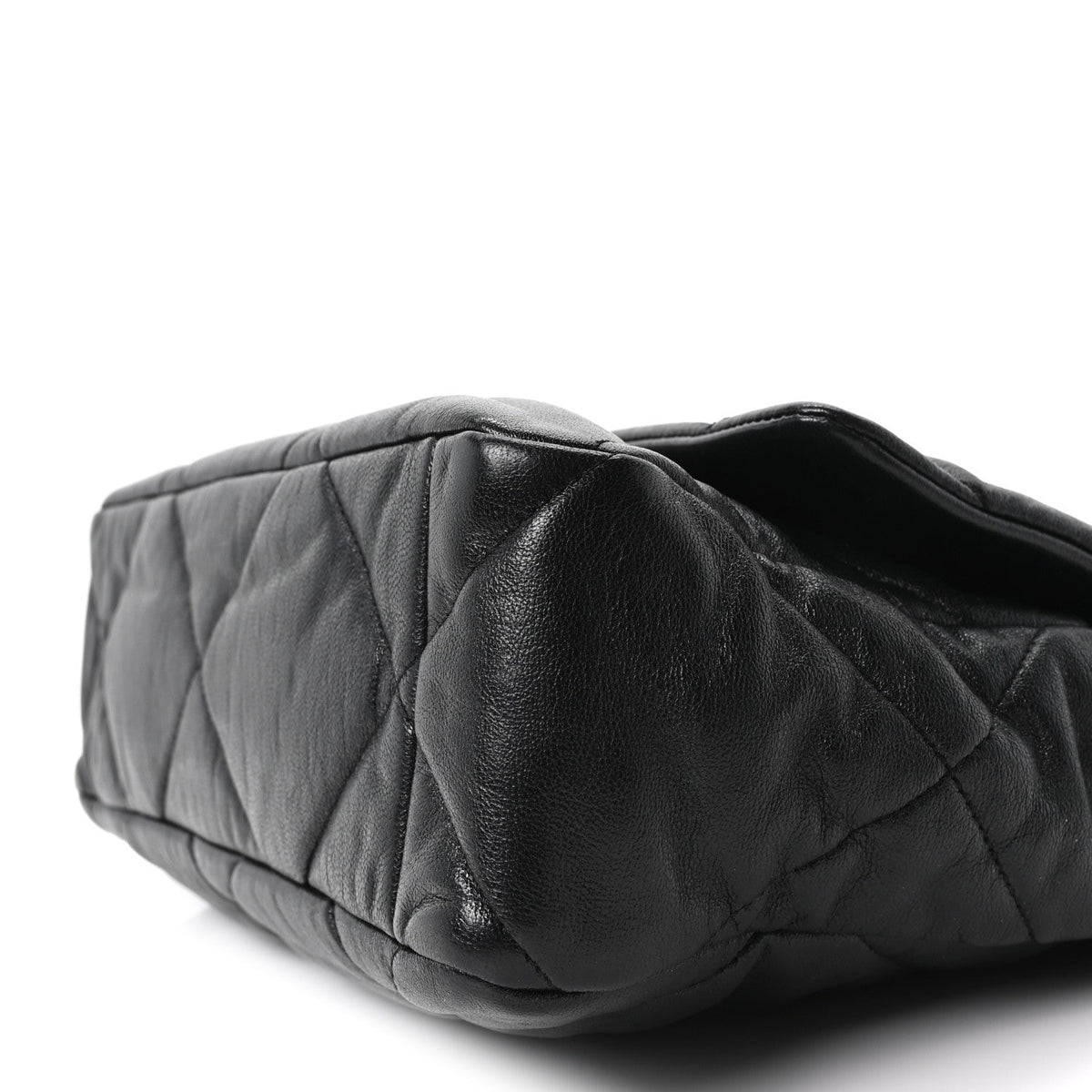 Large Quilted Goatskin Flap Shoulder Bag - Black