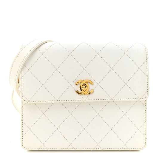 Caviar Shoulder Bag - White