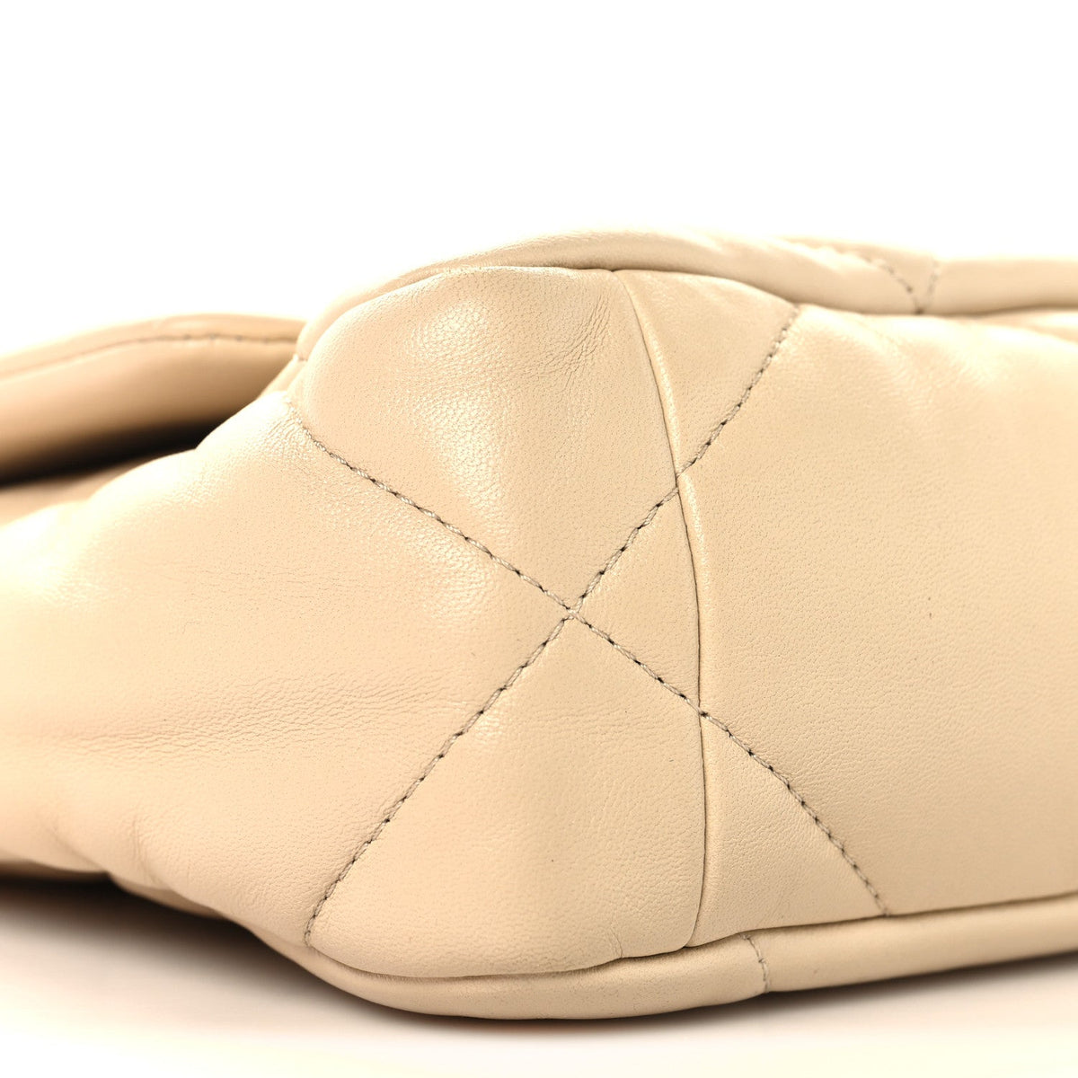 Medium Quilted Lambskin Flap Shoulder Bag - Beige