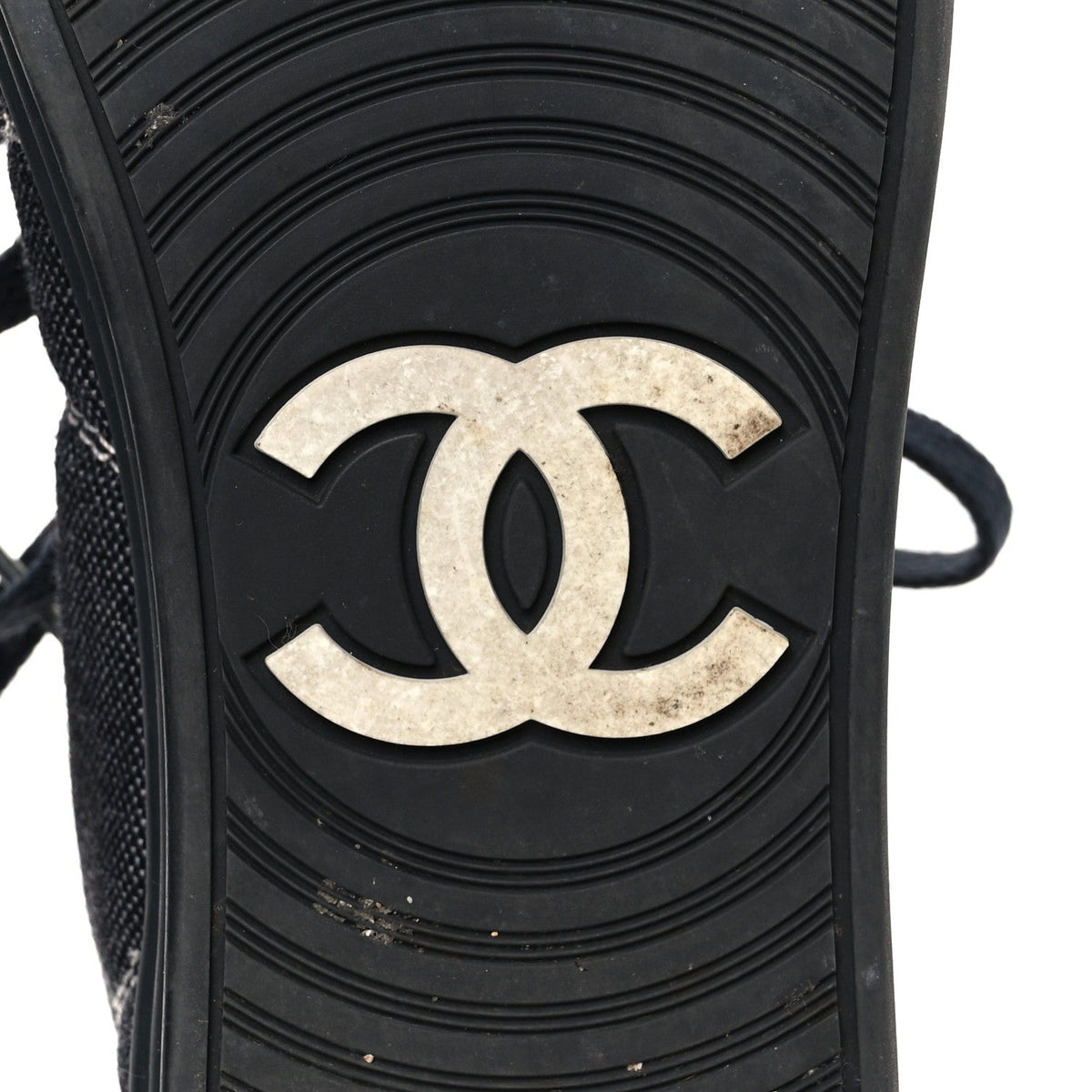 Chanel Toile Suede Calfskin Women's CC Low Top Sneakers 36 Dark Grey