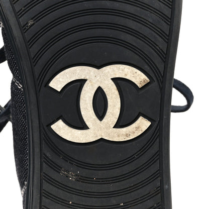 Chanel Toile Suede Calfskin Women's CC Low Top Sneakers 36 Dark Grey
