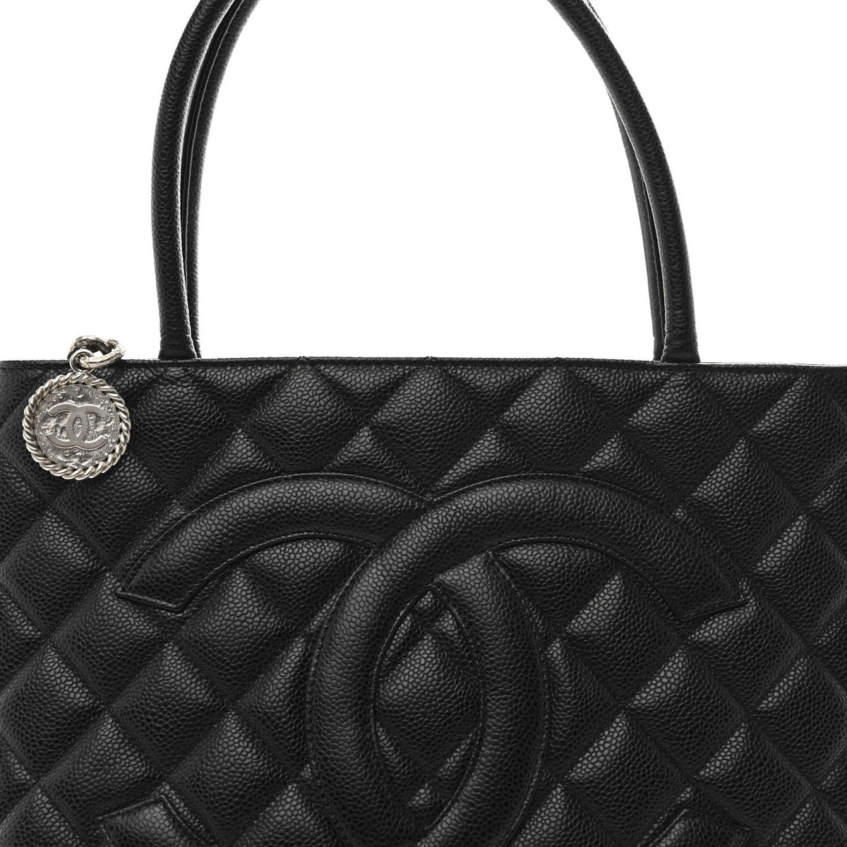 Quilted Caviar Tote Bag - Black