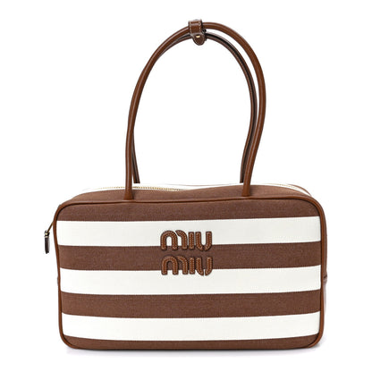 Large Calfskin Canvas Handbag - Natural