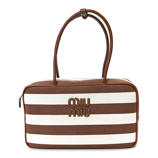 Large Calfskin Canvas Handbag - Natural