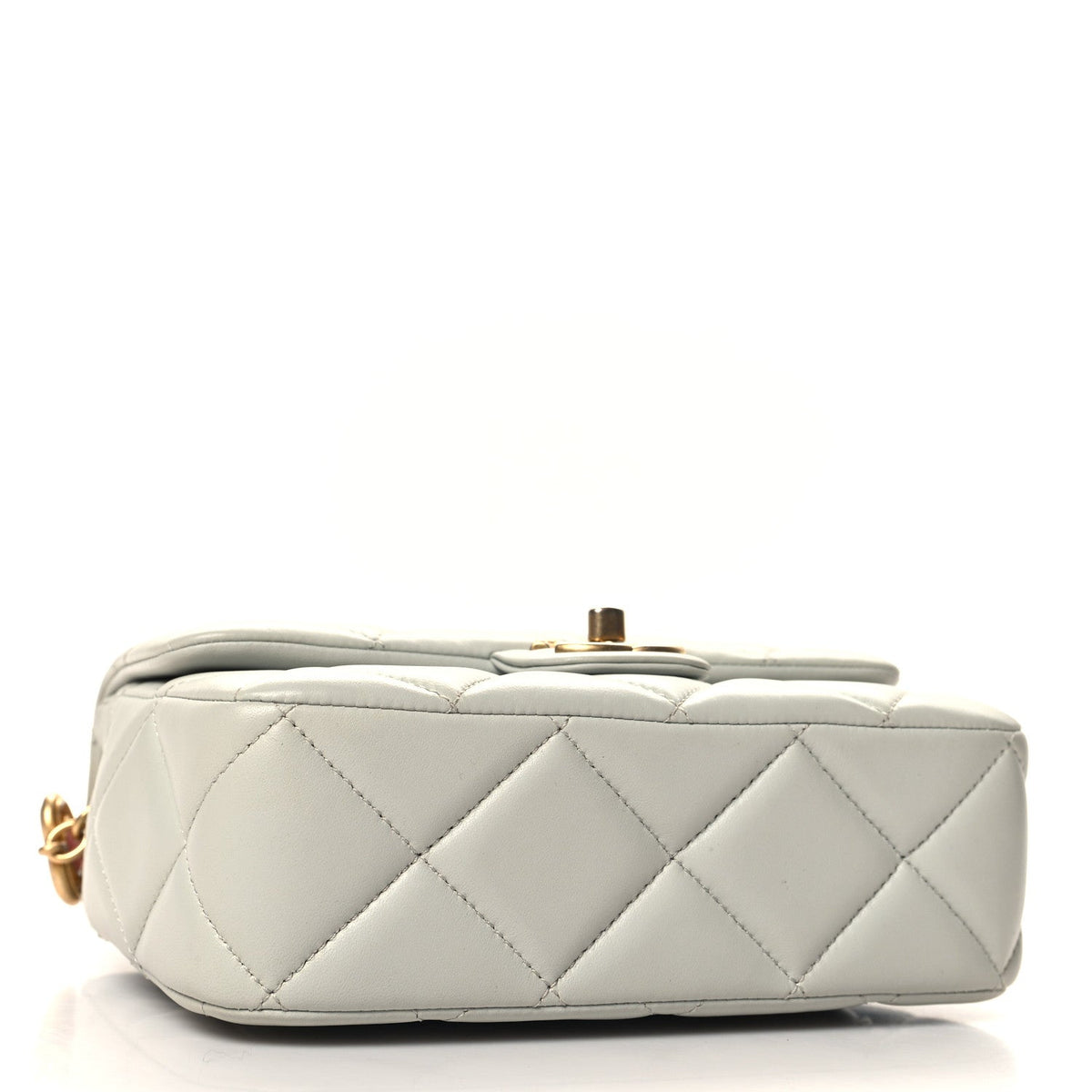 Mini Quilted Lambskin Flap Shoulder Bag - Light Blue