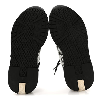 Hermes Knit Goatskin Men's Addict Sneakers 41 Black White