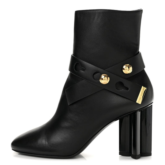 Calfskin Belted Silhouette Ankle Boots Black