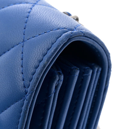 Quilted Lambskin Clutch Bag - Blue