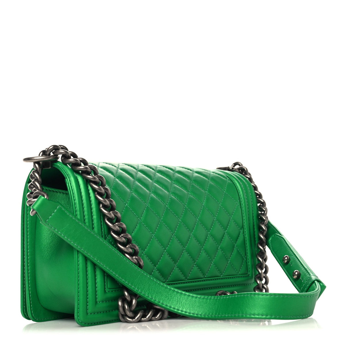Medium Quilted Calfskin Flap Shoulder Bag - Green