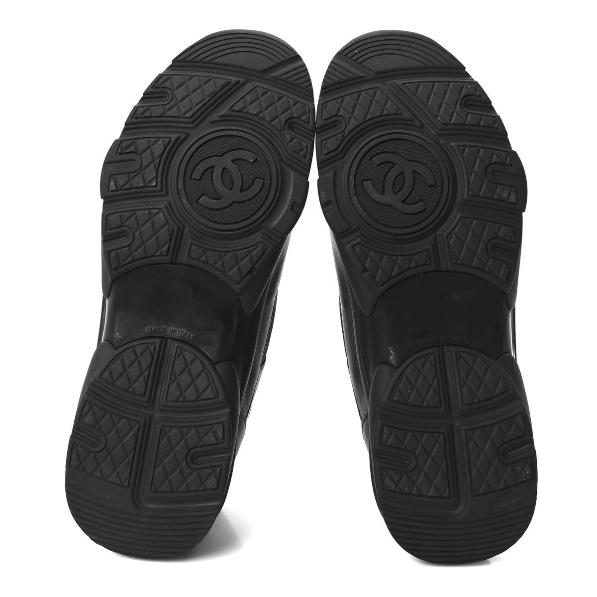 Chanel Lambskin Fabric Women's CC Uniform Sneakers 38.5 Black