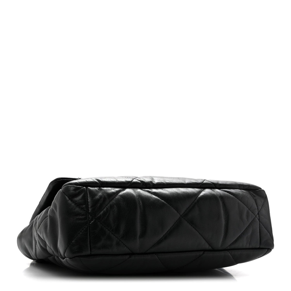 Large Quilted Goatskin Flap Shoulder Bag - Black