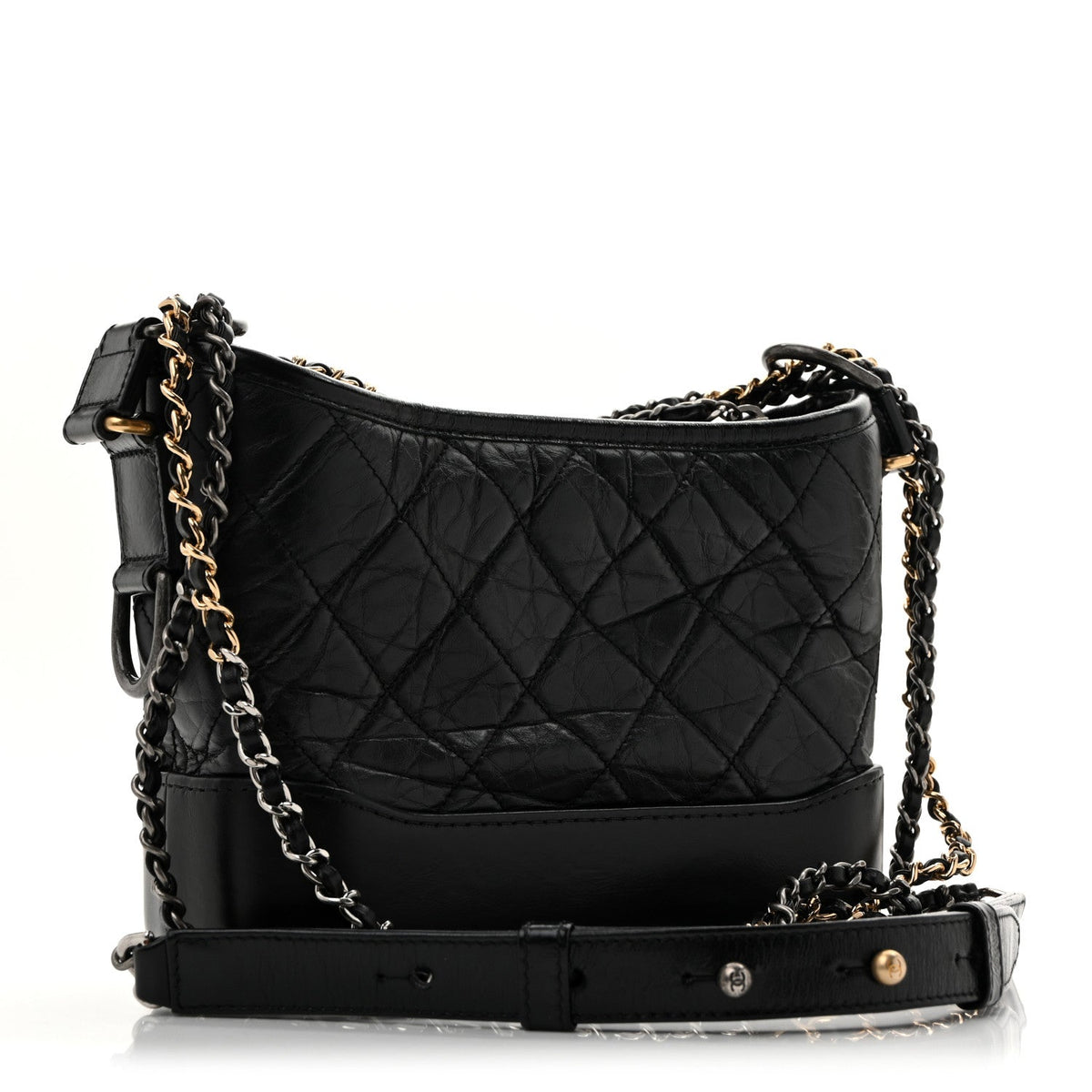 Small Quilted Calfskin Hobo Bag - Black