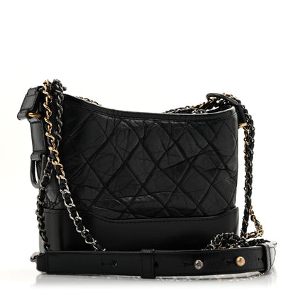 Small Quilted Calfskin Hobo Bag - Black