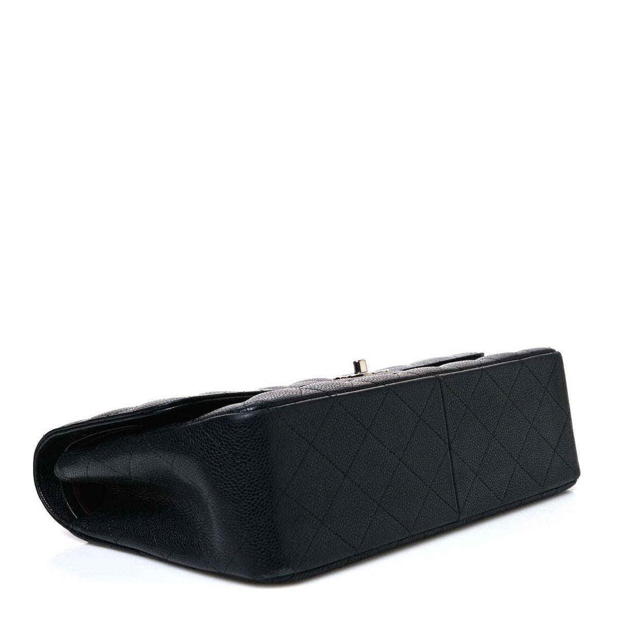 Quilted Caviar Flap Shoulder Bag - Black
