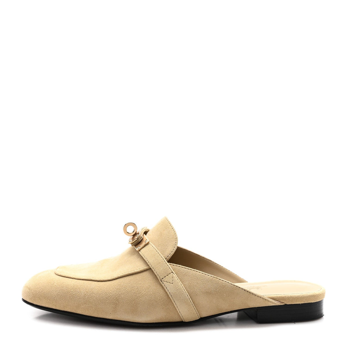 Hermes Suede Goatskin Women's Oz Mules 37 Beige Sable