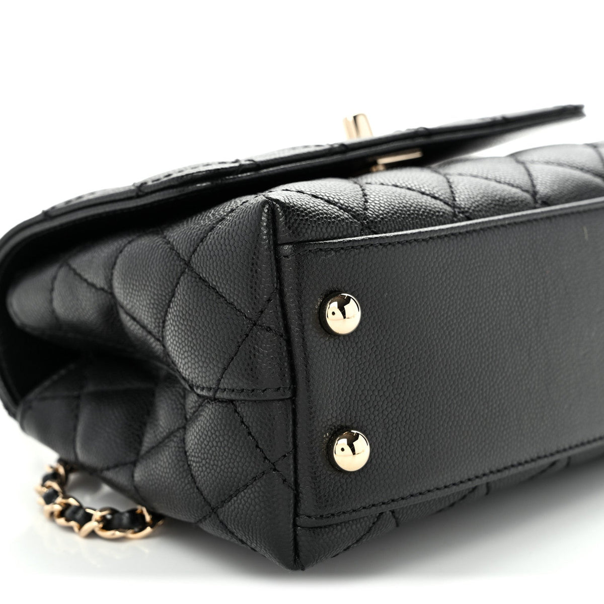 Mini Quilted Caviar Flap Shoulder Bag - Black