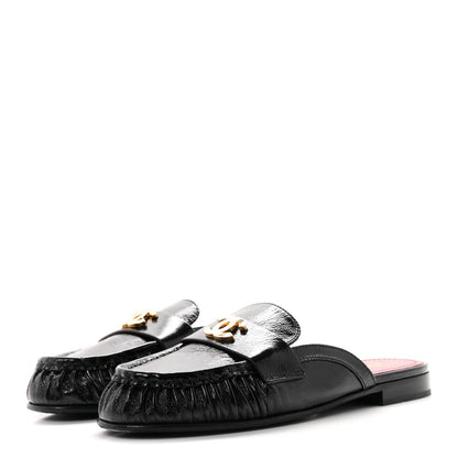 Chanel Shiny Crumpled Lambskin CC Women's Mules