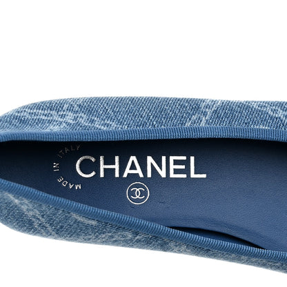 Chanel Denim Printed Cap Toe Women's Ballerina Flats