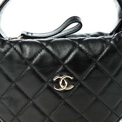 Quilted Lambskin Hobo Bag - Black