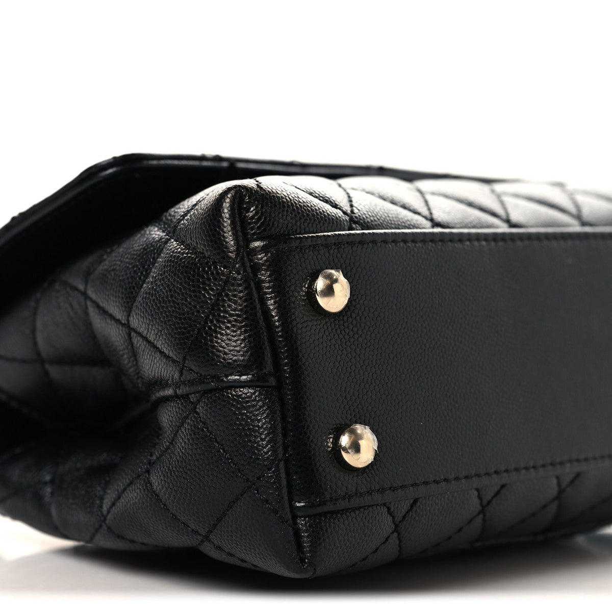 Mini Quilted Caviar Flap Shoulder Bag - Black