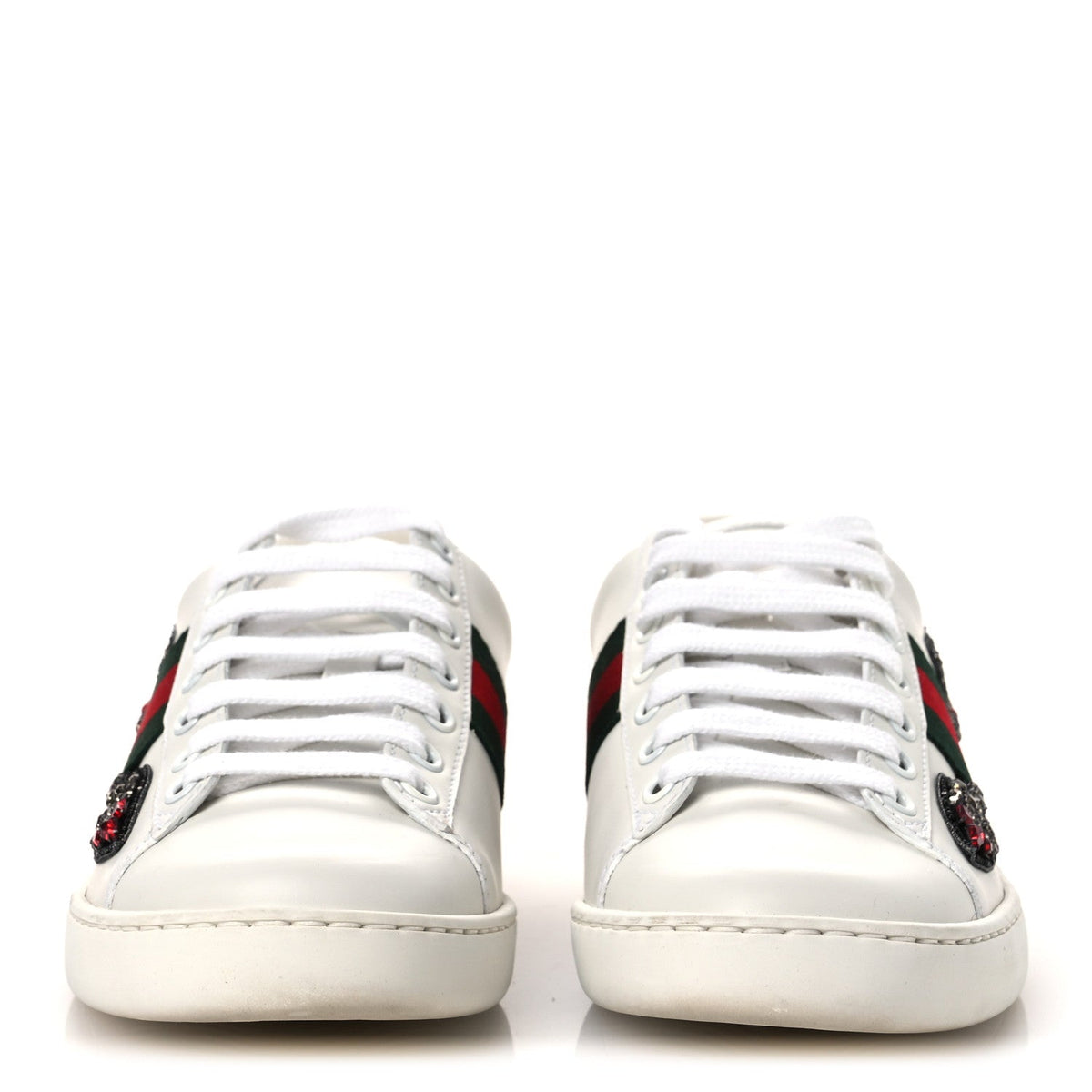 Gucci Calfskin Web Studded Arrow Ace Women's Sneakers White