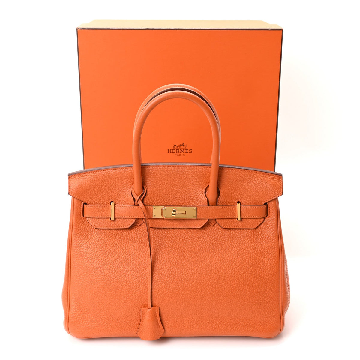 Taurillon Clemence Birkin 30 Orange Handbag