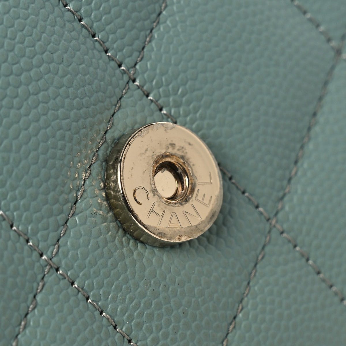Quilted Caviar Wallet Bag - Light Blue