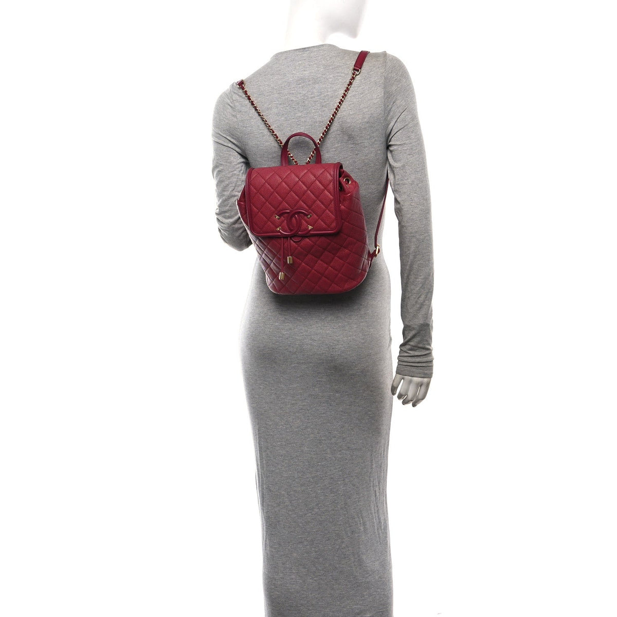Quilted Caviar Backpack - Pink