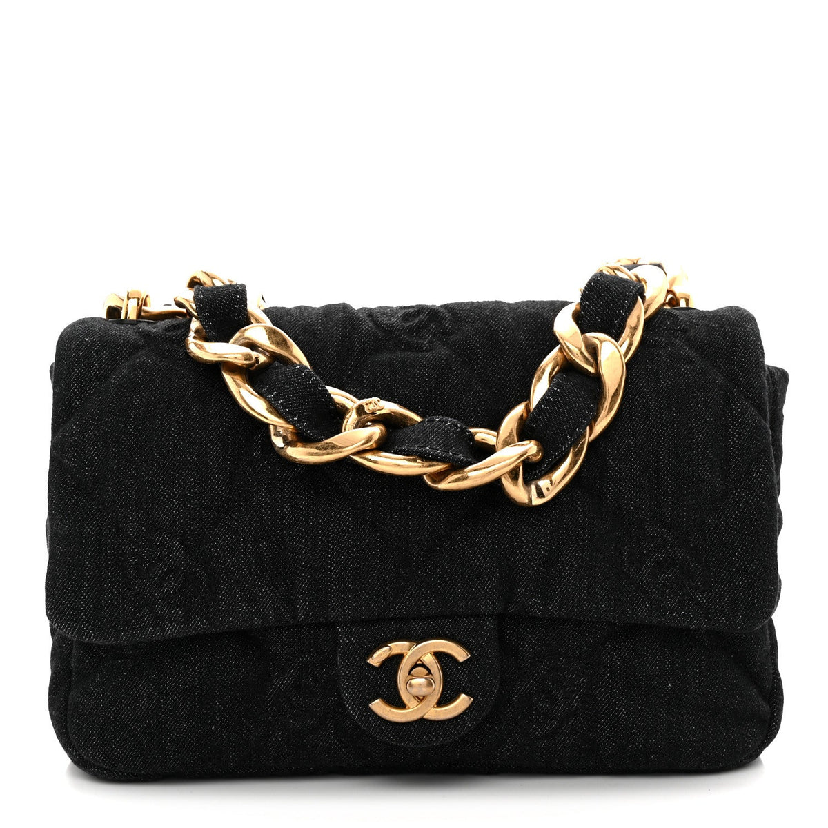 Medium Quilted Flap Shoulder Bag - Black