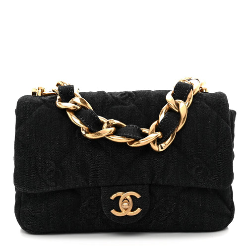 Medium Quilted Flap Shoulder Bag - Black