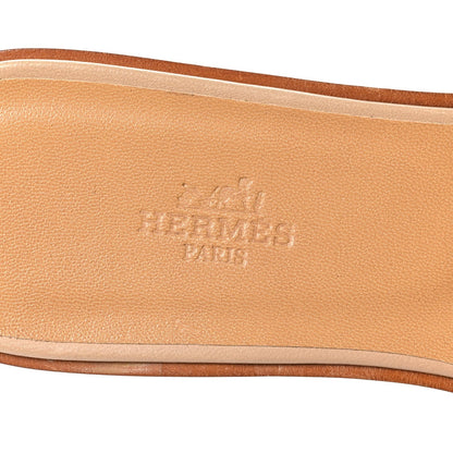 Hermes Linen Canvas Women's Oran Sandals 38 Beige