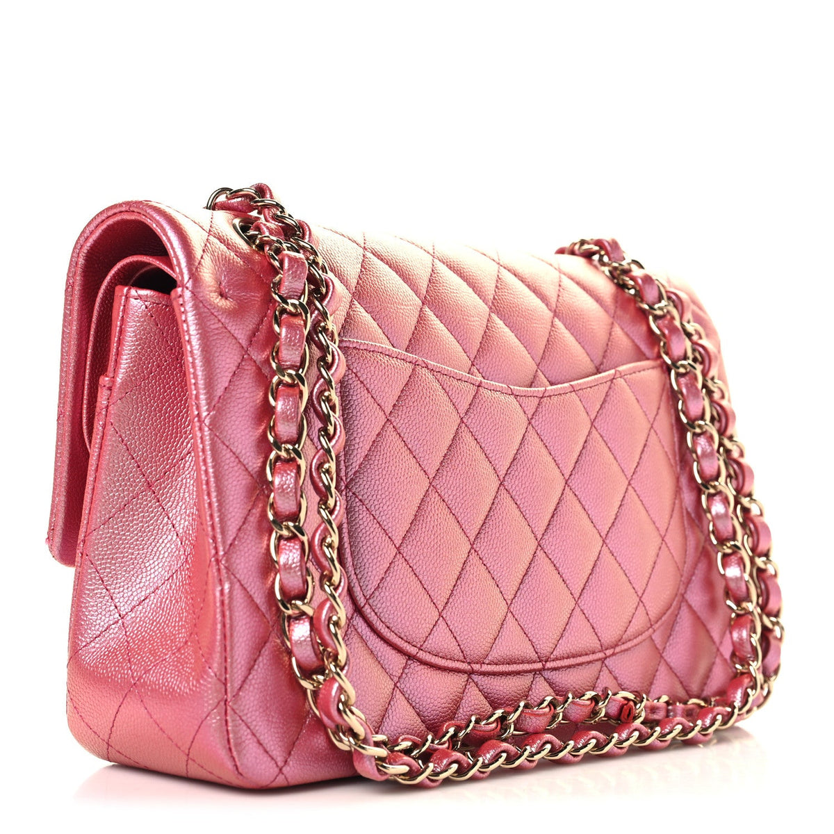 Medium Quilted Caviar Flap Shoulder Bag - Pink