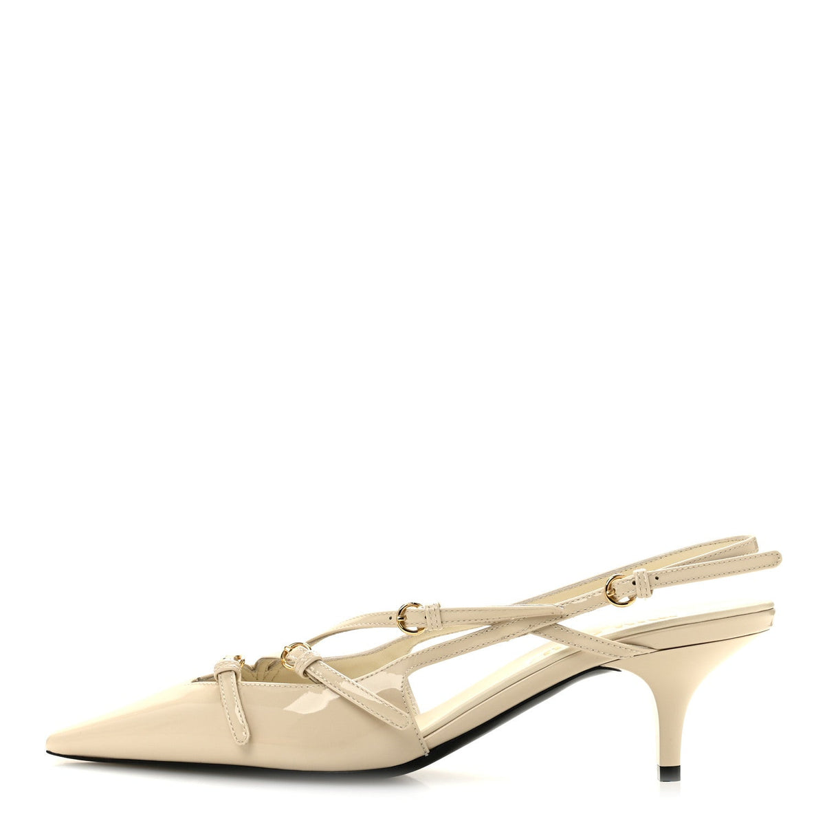 Miu Miu Patent Women's Vernice Buckle 55 Slingbacks 39 White