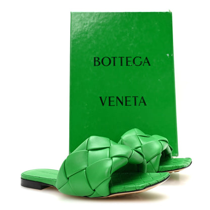 Bottega Veneta Nappa Maxi Intrecciato Lido Flat Women's Sandals 36 Grass