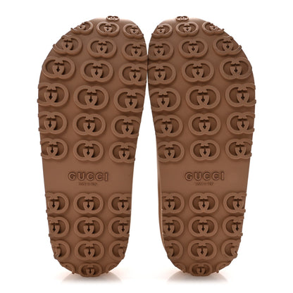 Gucci Rubber Men's Interlocking G Platform Slide Sandals 9 Vintage Camel