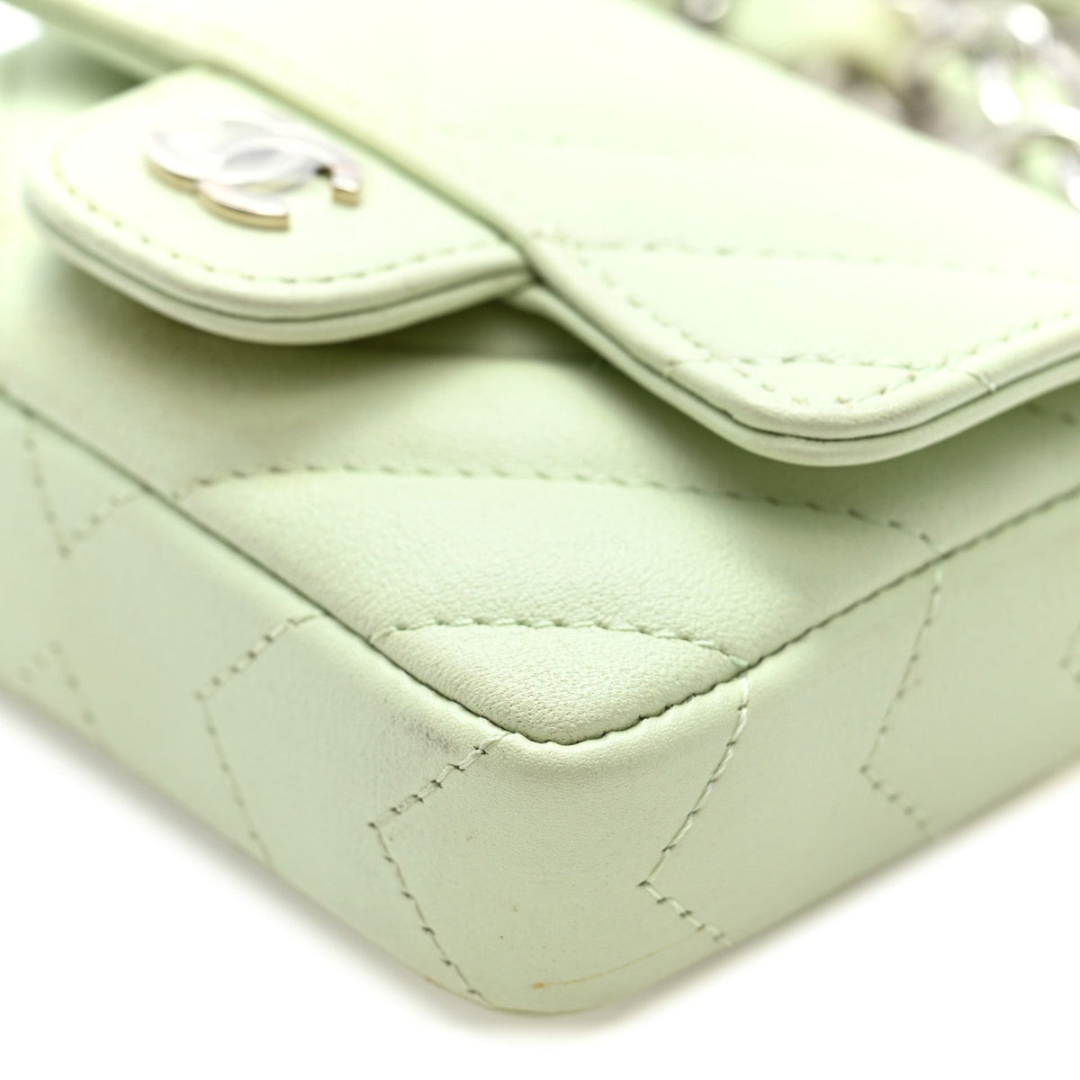 Mini Quilted Sheepskin Belt Bag - Light Green