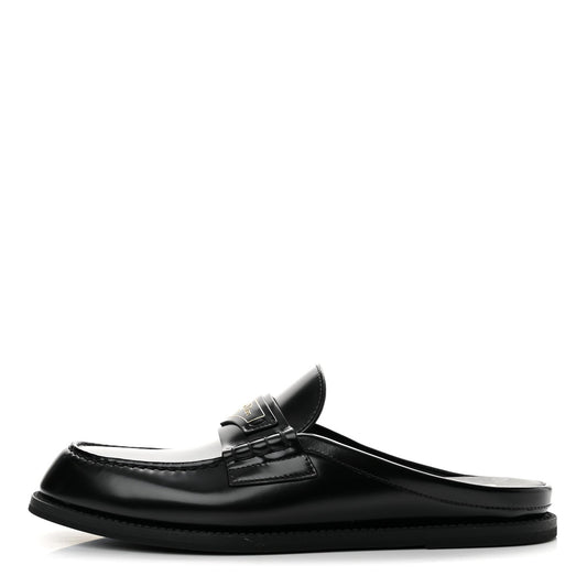 Brushed Calfskin Boy Loafer Mule Black