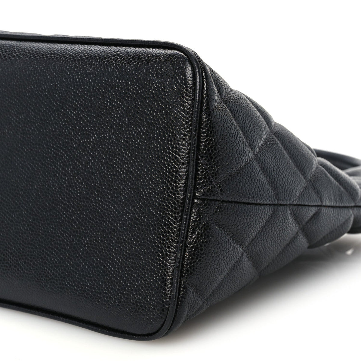 Quilted Caviar Tote Bag - Black
