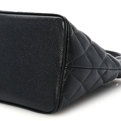 Quilted Caviar Tote Bag - Black