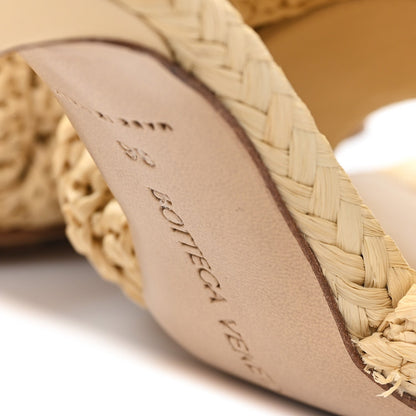 Bottega Veneta Raffia Women's Intrecciato Lido Mule 90 Sandals 36 Cane Sugar