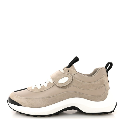 Calfskin Suede Goatskin Loop Sneakers Beige Galet